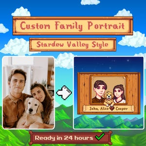 Retratos personalizados de STARDEW VALLEY, retratos personalizados de Stardew Valley, pôster personalizado de Stardew Valley, retrato personalizado de pixel art