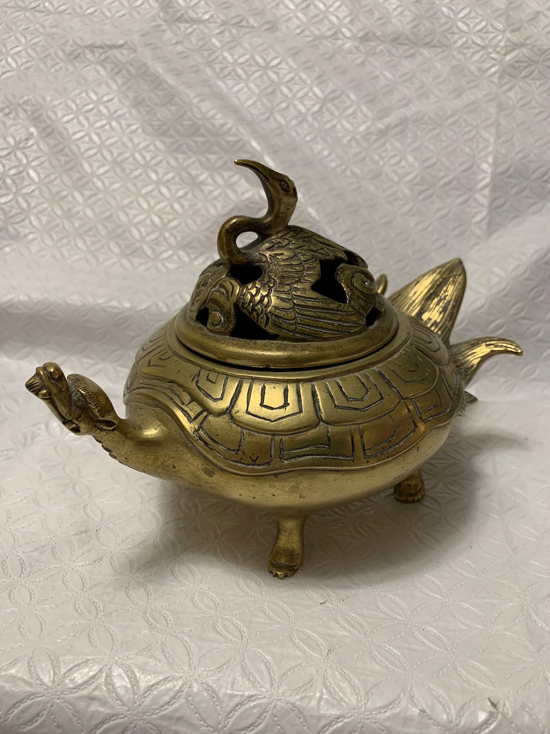 Vintage Chinese QING Dynasty Bronze Dragon/turtle Incense Burner 18th