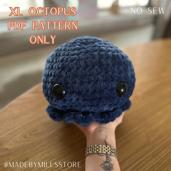 PDF ONLY - XL Octopus Amigurumi Plushie Pattern - No Sew