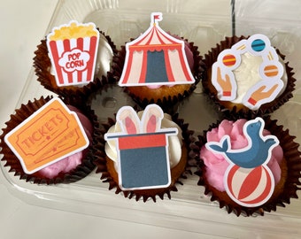 Circus party cupcake toppers