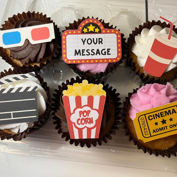 Personalised Movie Night cupcake toppers