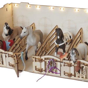 Toy horse stable that you can expand when your collection grows! Fitting Ikea Kallax bookstand. For Schleich, Collecta and similar models