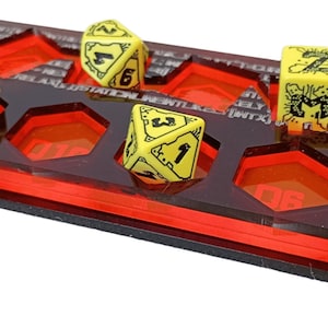 Organizzatore di dadi Cyberpunk TCG – Tracker di credibilità di strada / Porta dadi in acrilico fluorescente per TCG e giochi di ruolo