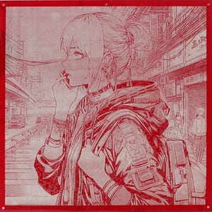 Cyberpunk style Manga / Anime Acrylic poster - Luna. 29cm x 29cm, Apartment Wall Decor, Wall Decoration