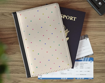 Dot Cake Passport Cover | Polka Dot Faux Leather Travel Wallet (3.9" x 5.8")