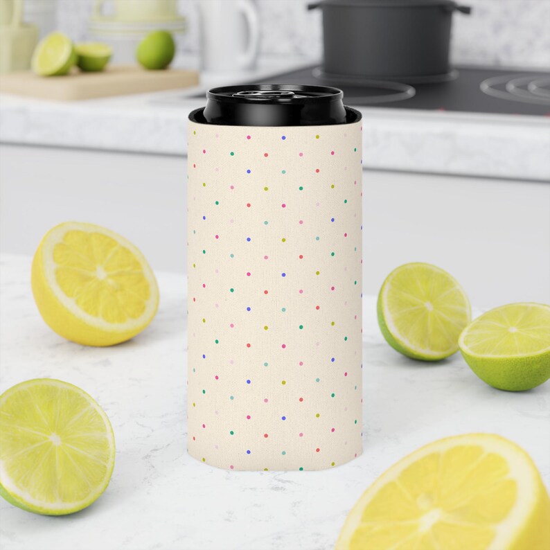 Dot Cake Can Cooler | Fits 12oz Cans, Slim Cans | Summer Pool Lake Beach Wrap image 6