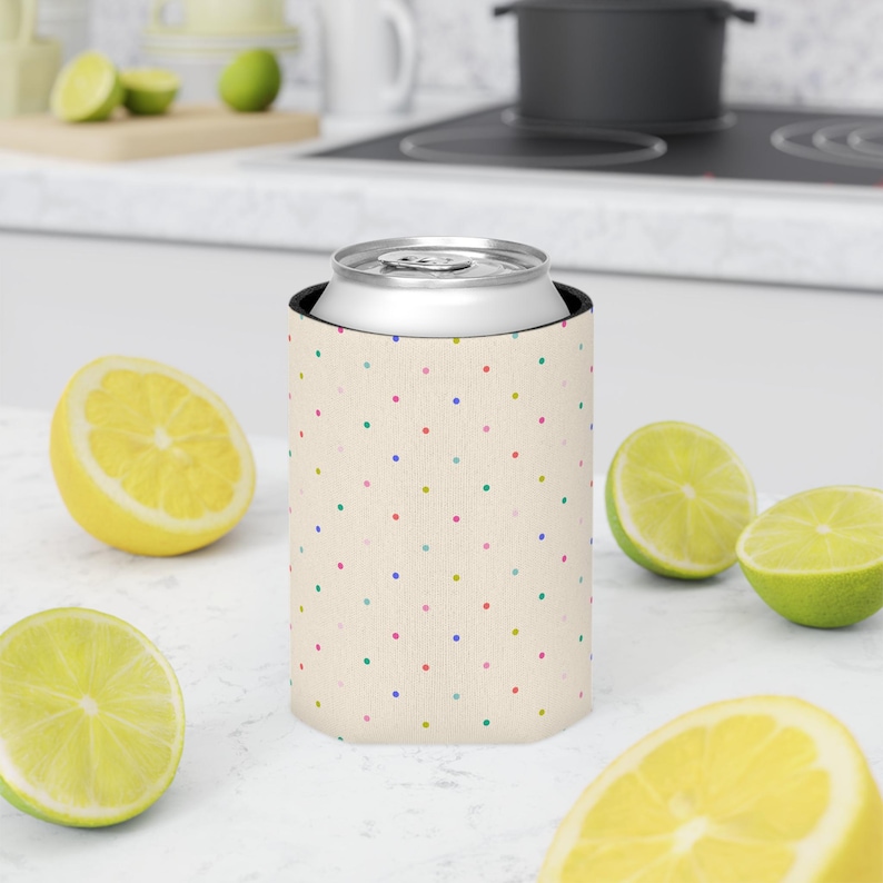 Dot Cake Can Cooler | Fits 12oz Cans, Slim Cans | Summer Pool Lake Beach Wrap image 1