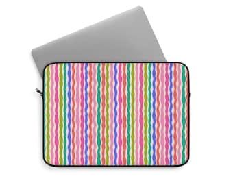 Funky Stripes Laptop Sleeve | Protective Zipper Laptop Sleeve, Size Options for Laptops 12"-15"