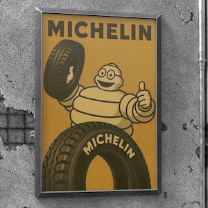 Vintage Michelin Poster – Retro Poster Bibendum auto tire garage wall decor
