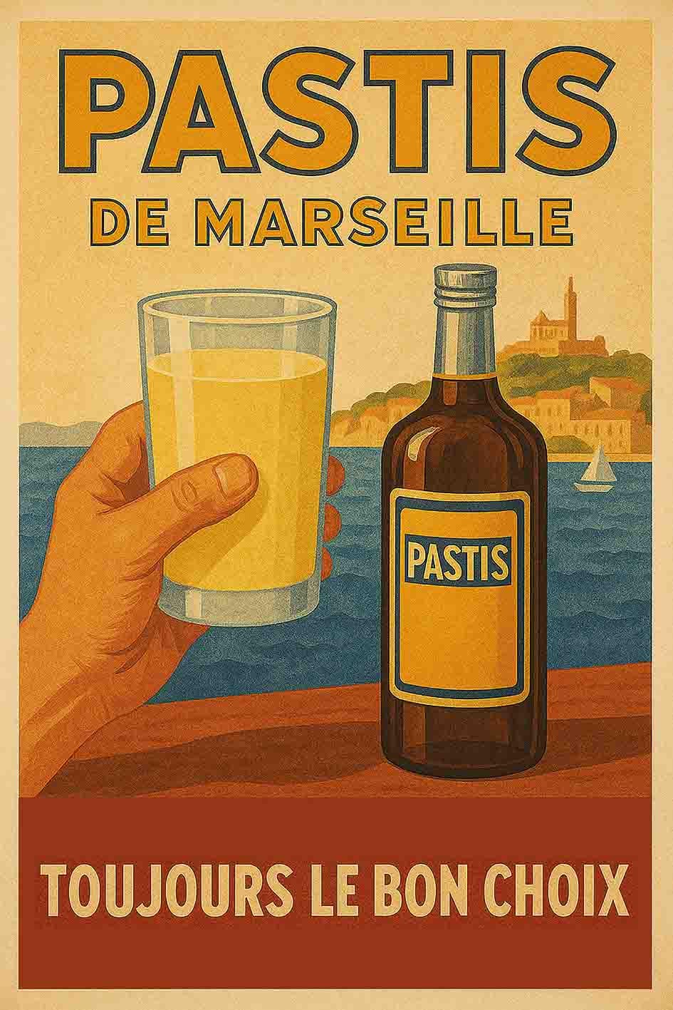 Vintage Pastis Olive Advertising Poster, Retro French Liquor