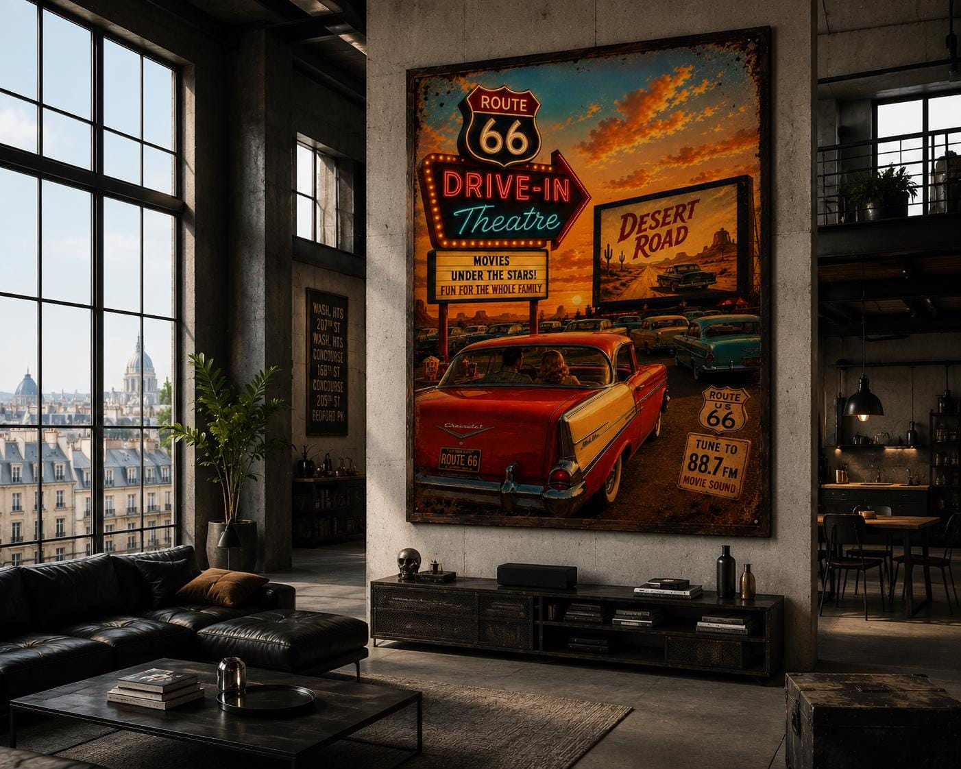 Route 66 Drive-in Theater Poster | Vintage Americana Wall Art | Retro ...