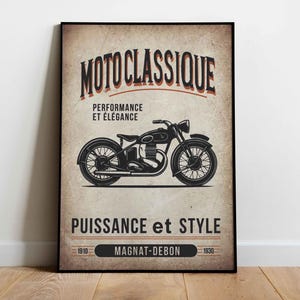 Póster de moto vintage para imprimir – Póster publicitario retro estilo café racer – Decoración de pared para garaje, taller, salón – A4 a 50x70 cm