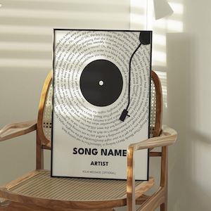 Custom Song Lyrics Vinyl Record Print: Personalized Music Gift