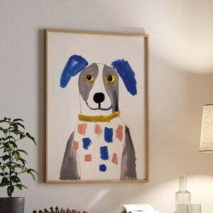 Minimalist Dog Art, Henri Matisse Style, Dog Portrait Painting, Pet Wall Art, Colorful Dog Wall Art, Gifts for Dog Lovers - Optional Frame