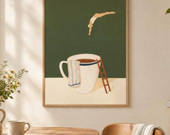 Coffee Diver Poster - Funny Coffee Lover Gift for Kitchen Decor