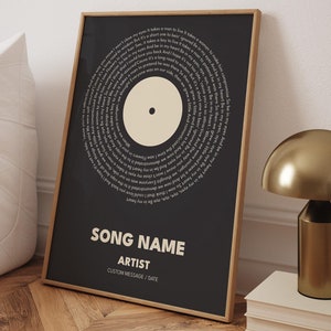 Stampa personalizzata dei testi delle canzoni, poster musicale personalizzato, regalo musicale personalizzabile, poster in vinile con testo, regalo per anniversario di matrimonio - Cornice opzionale