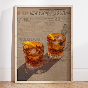 Póster de tipografía vintage, arte de pared para cueva de hombre, póster de cóctel antiguo, póster de whisky, arte de pared de moda, regalo para él - Archivo digital