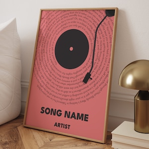 Custom Song Lyrics Vinyl Record Print: Personalized Music Gift