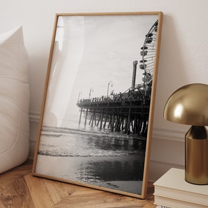 Santa Monica Pier Art Print, Santa Monica Wall Photography, Santa Monica Beach Print, Ferris Wheel Wall Art, California Art - Optional Frame