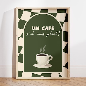 Impresión de Un Cafe S'il Vous Plait, póster de café francés, regalo para amantes del café, arte de pared de estación de café, arte de pared de cocina de moda - Archivo digital