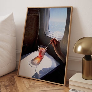 Retro Flugzeug Fensterbild: Vintage Cocktail Art, Bordüren Dekor