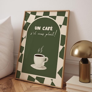 Impresión de Un Cafe S'il Vous Plait, póster de café francés, regalo para amantes del café, arte de pared de estación de café, arte de pared de cocina de moda (marco opcional)