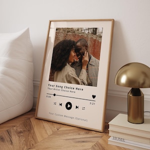 Benutzerdefiniertes Hochzeitsliedplakat, personalisiertes Plakat, kundengerechtes Musikgeschenk für Paare, erstes Liedhochzeitsjubiläumsgeschenk - optionaler Rahmen