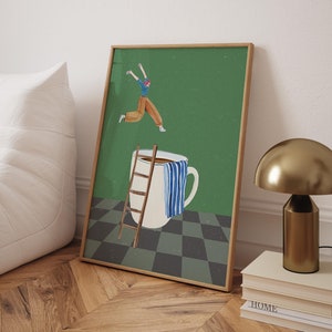 Impresión del cartel del buzo del café, cartel del café de buenos días, regalo del amante del café, arte de la pared de la estación de café, arte de la pared de la cocina de moda - marco opcional