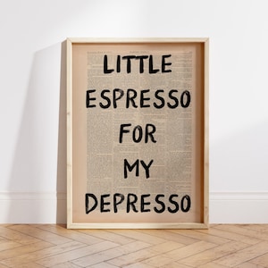 Cartel de espresso, impresión tipográfica, cartel vintage estético, cartel de periódico retro, regalo amante del café, arte de cocina de moda - archivo digital