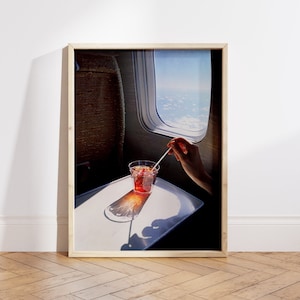 Ästhetischer Druck, Trendige Retro Wandkunst, Flugzeug Fensterkunst, Retro Flugzeug Poster, Cocktailkunst, Luftfahrt Wanddeko - Digitale Datei