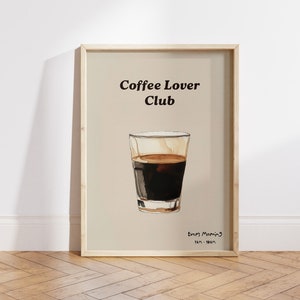 Club de amantes del café, cartel de café de buenos días, regalo de amante del café, arte de la pared de la estación de café, arte de la pared del carrito de la barra de la cocina de moda - archivo digital
