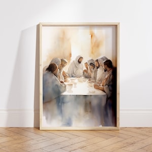 The Last Supper Wall Art - Jesus Art, Scripture Wall Art, Modern Bible Wall Decor, Bible Verse Print, Christian Home Decor - Digital File