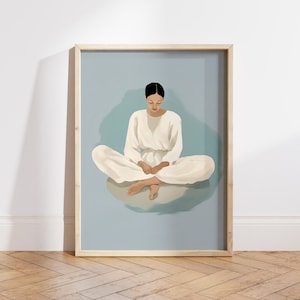 Poster con la posizione del loto yoga, decorazione per studio yoga, stampa artistica dei chakra yoga, decorazione da parete per sala di meditazione, regalo per gli amanti dello yoga - file digitale