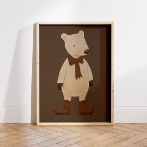 Bear Poster, Brown Bear Print, Woodland Nursery Decor, Nursery Bear Wall Art, Teddy Bear Prints, Vintage Kids Prints - Digital File