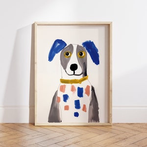 Minimalistische Hundekunst, Henri-Matisse-Stil, Hundeporträtmalerei, Haustierwandkunst, bunte Hundewandkunst, Geschenke für Hundeliebhaber - digitale Datei