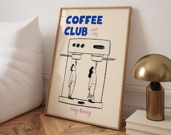 Espresso Machine Poster: Coffee Club Kitchen Wall Art