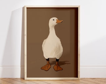 Vintage Goose Watercolor Print: Farmhouse Duck Wall Art (Digital File)
