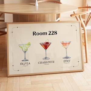 Custom Roommates Cocktail Poster - Roommates as Drinks, Friend Gift, Roommate Gift, Trendy College Wall Art, Cocktail Poster - Digital File