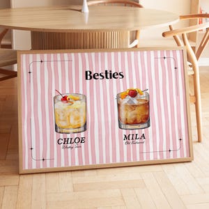Custom Roommates Cocktail Poster - Roommates as Drinks, Friend Gift, Roommate Gift, Trendy College Wall Art, Cocktail Poster - Digital File