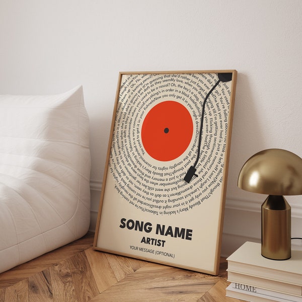 Custom Song Lyrics Print, Personalised Music Poster, Customizable Music Gift, Vinyl Lyric Poster, Wedding Anniversary Gift, - Optional Frame