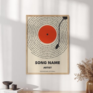 Impresión de letras de canciones personalizadas, póster musical personalizado, regalo musical personalizable, póster de vinilo con letras, regalo de aniversario de bodas - Archivo digital