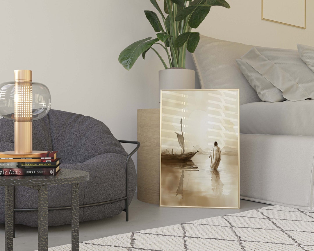 Jesus Walking on Water Poster by Wallency Watercolor Wall Art