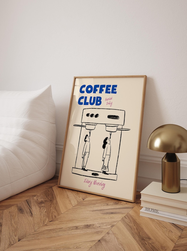 coffee, espresso machine, wall decor, high-quality, premium paper, doodle drawing, kitchen decor, dining area decor, coffee nook decor, morning ritual, gift for coffee lovers, cheerful vibe.