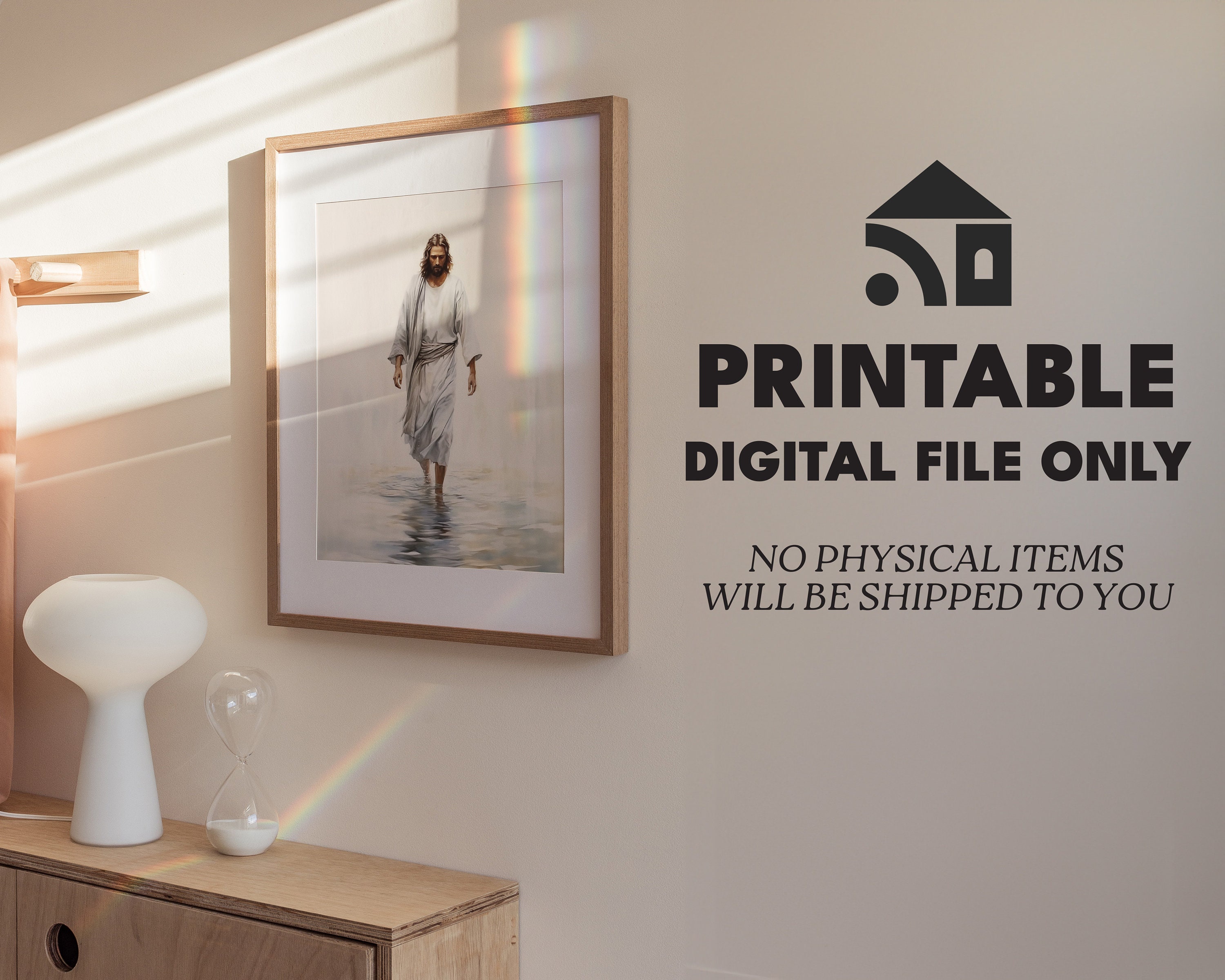 Jesus Walking on Water Poster Bible Verse Watercolor Wall Art ...