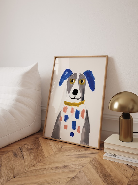 Matisse Style Dog Art Print: Colorful Minimalist Pet Portrait