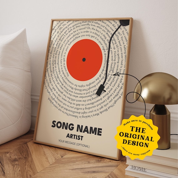 Custom Song Lyrics Print Personalized Music Poster, Customizable