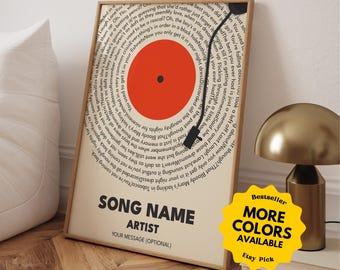 Custom Song Lyrics Print - Personalized Music Lover Gift, Customizable Wedding Anniversary Wall Art
