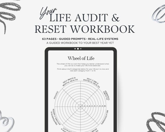 63-Page Life Audit Workbook | Goal Setting & Self-Improvement (Digital Download)