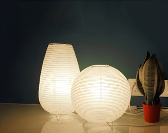 Japanese Paper Lamp Combination, Rice Paper Ball and Tall lamp, Desk Lamp, Handmade Floor Lamp, Vintage Night Light Lamp, Unique Table Lamp