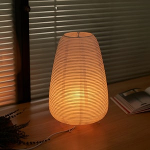 Japanese Tall Paper Lamp, Rice Paper Desk Lamp, Unique Table Lamp, Style Night Light Lamp